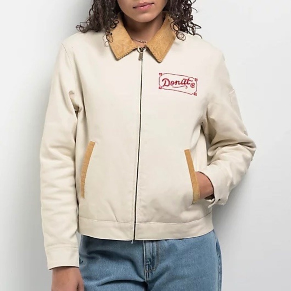 Donut Media Tan Canvas Work Jacket Size Small Unisex